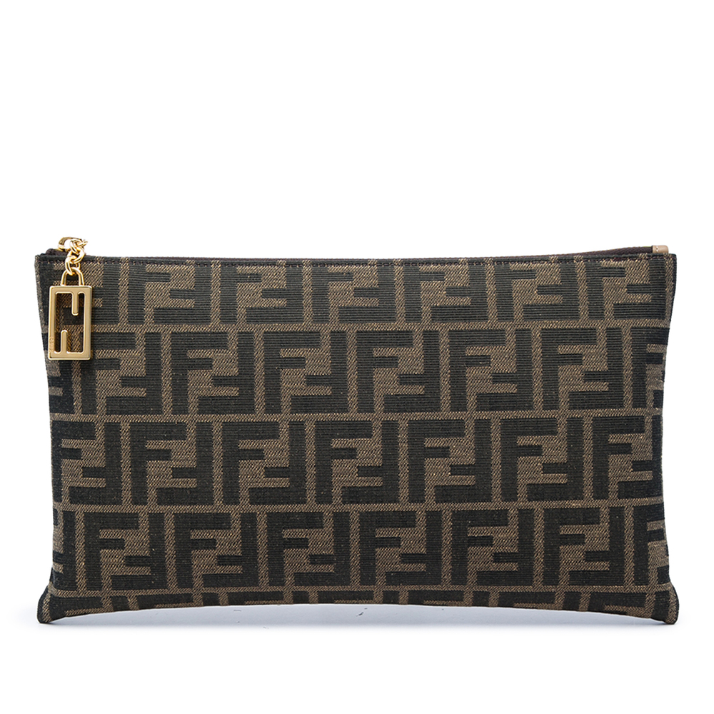 Pre-Loved Fendi Medium FF Jacquard Flat Baguette Pouch